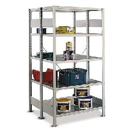 META Steckregal CLIP 150, doppelseitig, Grundfeld, RAL 7035 lichtgrau Produktbild