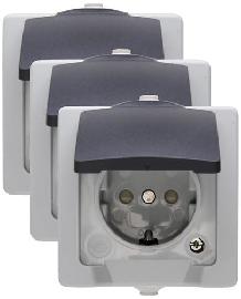Kopp Schutzkontakt-Steckdose AP-FR, Nautic grau Produktbild