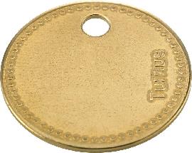 Kukko Werkzeugmarke Messing Ø 27mm, gelocht, mit Perlrand Produktbild