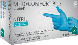 AMPri Einweghandschuhe Nitril MED COMFOR T BLUE puderfrei Gr.S Produktbild