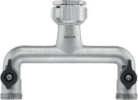 GEKA Zweiwegeventil vertikal IG G3/4+G1 2xAG G3/4MS Cr Produktbild