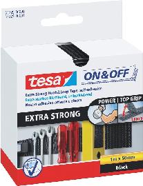 tesa Klettband extrastark schwarz 1m:50mm Produktbild
