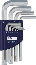 FORUM Winkelschraubendreher-Satz, 6-kant, metrisch, kurz, vernickelt, Kunststoffhalter Produktbild