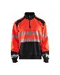 Blåkläder High Vis Sweatshirt Half-Zip High Vis Rot/Schwarz Produktbild