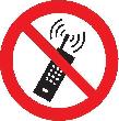 SafetyMarking Verbotszeichen P013 "Eingeschaltete Mobiltelefone verboten" Folie ø100mm Produktbild