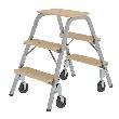 GÜNZBURGER STEIGTECHNIK Stahl-Holz-Tritt mit Bockrollen Produktbild