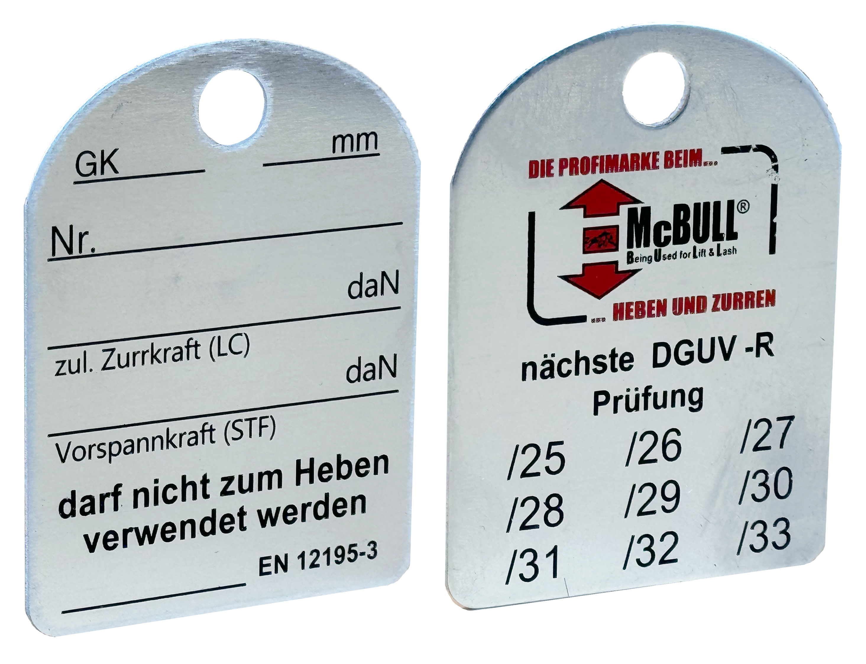 Zurrkraft-Plakette für Zurrketten - McBULL® Ausführung Produktbild img1 L