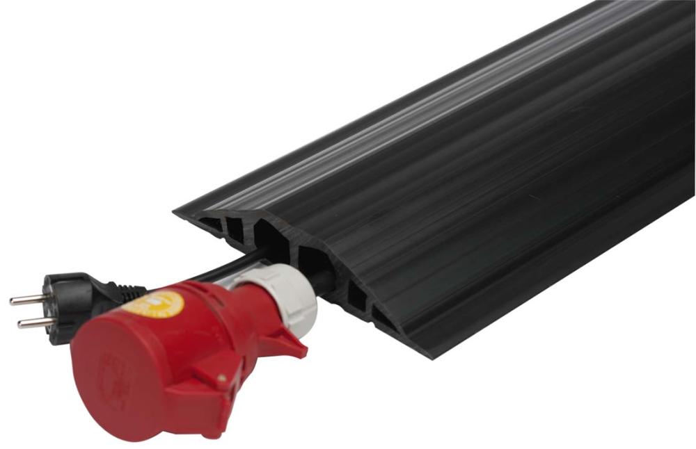 Industriekabelbrücke B1500xT200xH35 mm 2 Kammern D25 mm PVC schwarz Produktbild img1 L