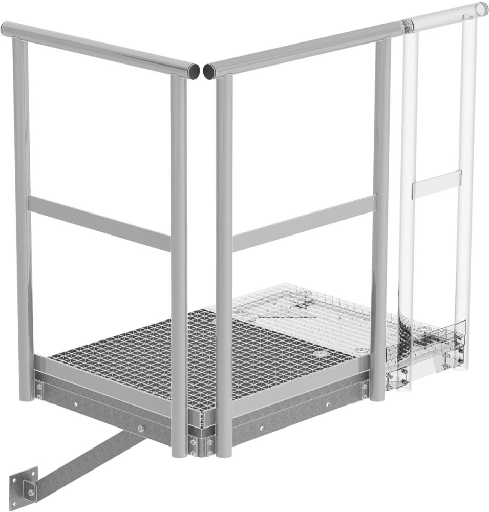 Grundpodest, Stahl verzinkt zu Steigleiter mit Rückenschutz Produktbild img1 L