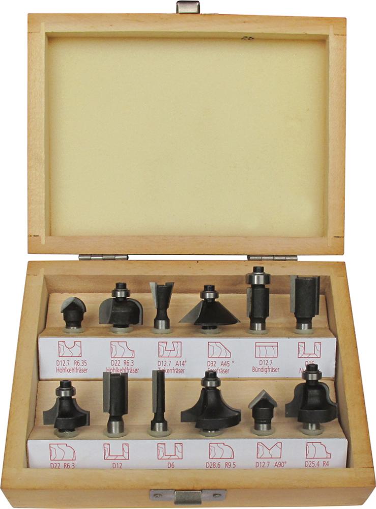 Fräser-Satz HW 12tlg. S8 im Holzkasten FORTIS Produktbild img1 L