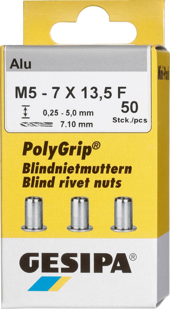 PolyGrip® Mehrbereichs-Blindnietmutter Mini Pack Alu, Standard, Flachrundkopf Produktbild img1 L