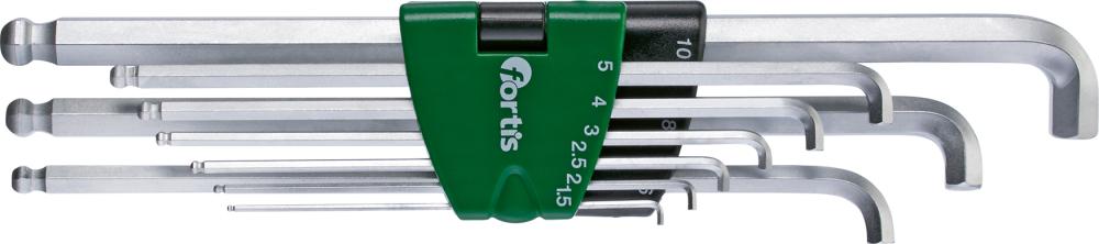 Winkelschraubendreher- Satz im Kunststoffhalter 9-teilig 1,5-10mm Stubby lang Kugelkopf FORTIS Produktbild img1 L