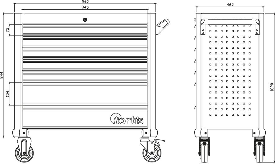 Werkstattwagen 890x460x1025mm FORTIS Produktbild img2 L