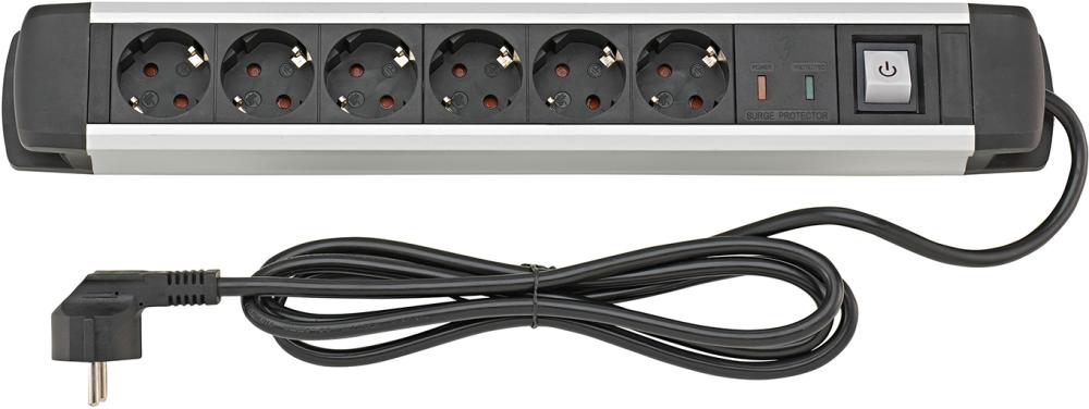 Steckdosenleiste 6-fach H05VV-F3G1,5 1,6m Aluminium FORTIS Produktbild img1 L