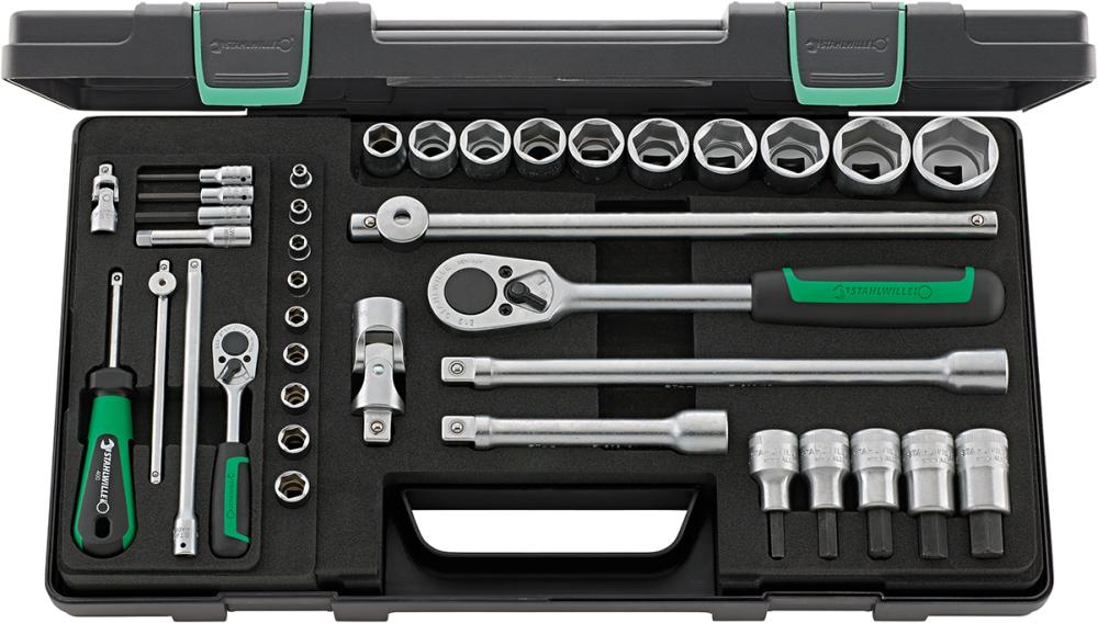 Steckschlüssel-Garnitur 1/4"+1/2" 40/52/27/11 38-teilig Stahlwille Produktbild img1 L