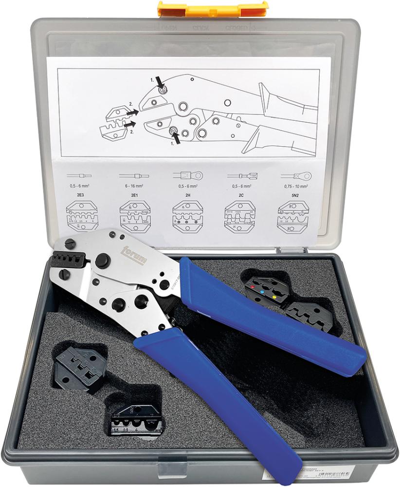 Crimpwerkzeugsatz mit 5 Wechseleinsätzen FORUM Produktbild img1 L