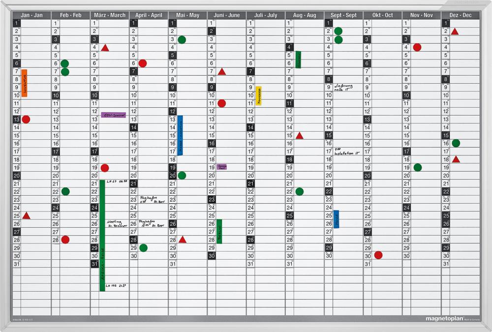 Jahresplaner 12x37 FelderAbm. 920 x 625 mm Magnetoplan Produktbild img1 L