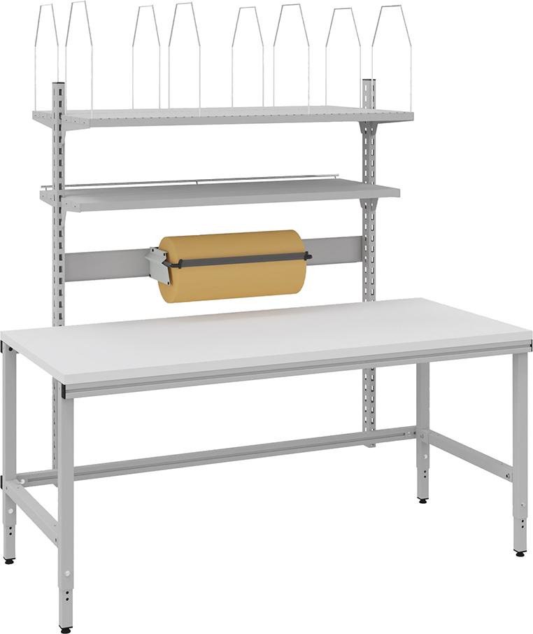 Verpackungstisch OK-V2 B1685xT800xH718-1018 mm manuell verstellbar Tischplatte Melamin Produktbild img1 L