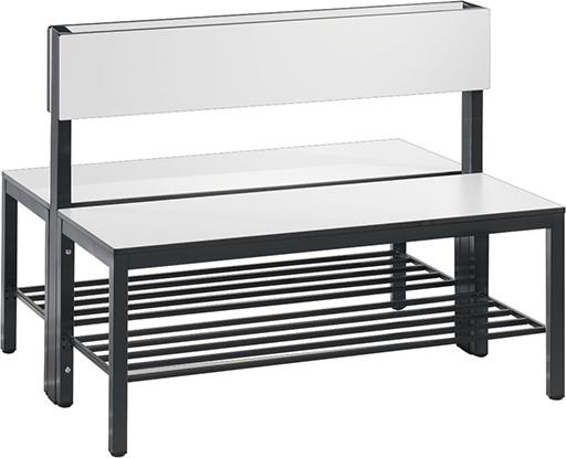 Doppelseitige Sitzbank, mit Rückenlehne und Schuhrost Produktbild img1 L