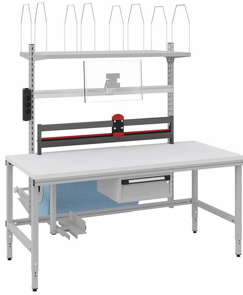 Verpackungstisch OK-V6 B1685xT800xH718-1018 mm manuell verstellbar Tischplatte Melamin Produktbild img1 L