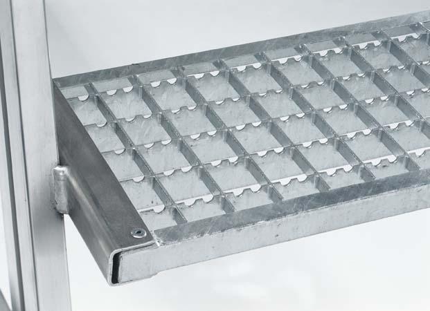 Aluminium-Podesttreppe, einseitig begehbar, Stufen- und Plattform-Ausführung: Stahl-Gitterrost Produktbild img1 L