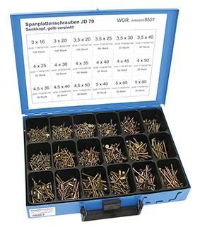 Sortiment Spanplattenschrauben Senkkopf gelb verzinkt Produktbild img1 L