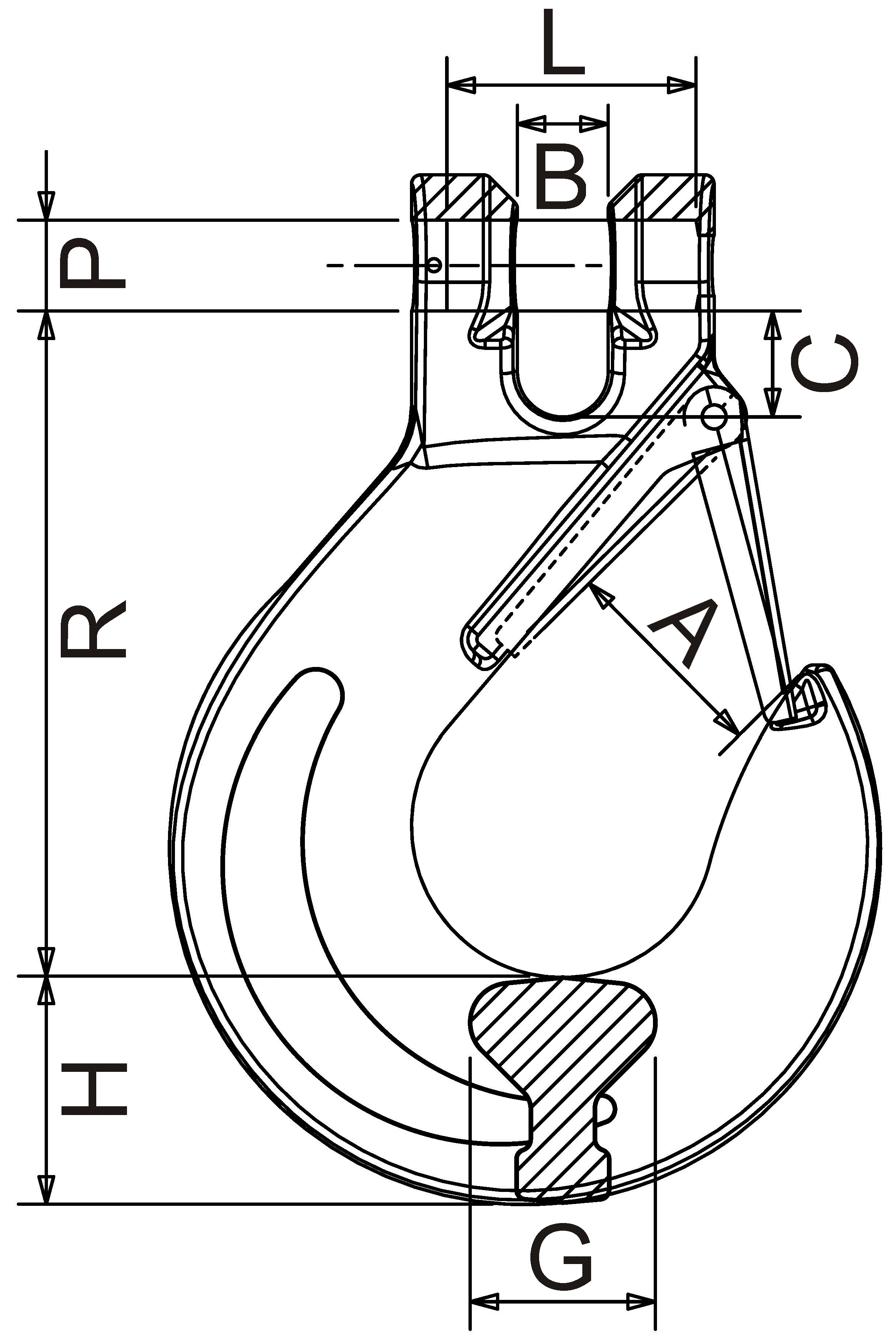 Gabelkopf-Lasthaken, mit Schmiedefalle Produktbild img2 L