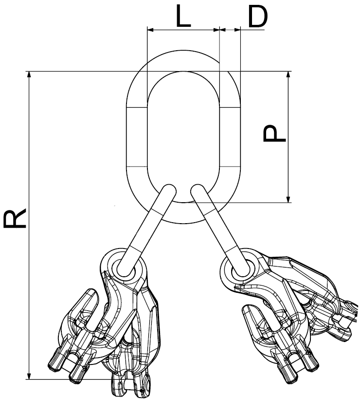 Kuppel-Aufhängegarnituren mit Verkürzungshaken, für 3- und 4-strängig Produktbild img2 L