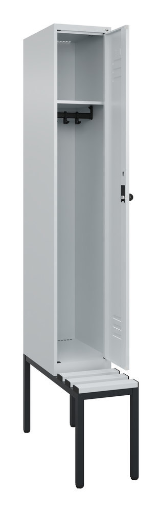 Garderobenschrank Classic PLUS mit untergebauter Sitzbank, Kunststoffleisten Produktbild img1 L