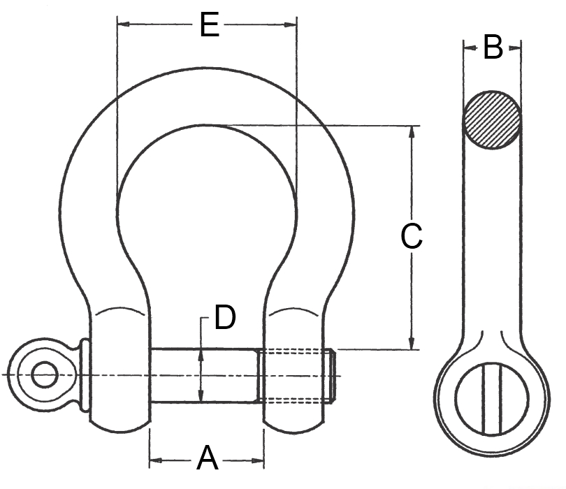 Hochfeste Schäkel, geschweifte Form, mit Augbolzen Produktbild img2 L
