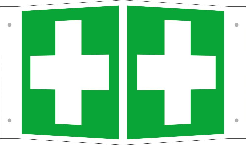 Hinweisschild Alu B200xH200 mm Winkel Erste Hilfe langnachleuchtend Produktbild img1 L