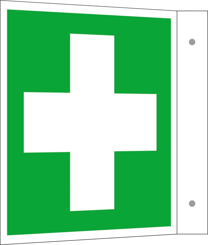 Hinweisschild Alu B200xH200 mm Fahne Erste Hilfe langnachleuchtend Produktbild img1 L