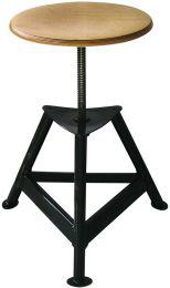 Bandstahl-Drehhocker Holz Rundsitz, RAL 9005 Dreibein, Höhe 400-600mm Sitzfläche D 350 mm Produktbild img1 L