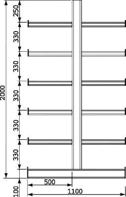 Doppelseitiges Kragarmregal META MULTISTRONG ST Produktbild img2 L