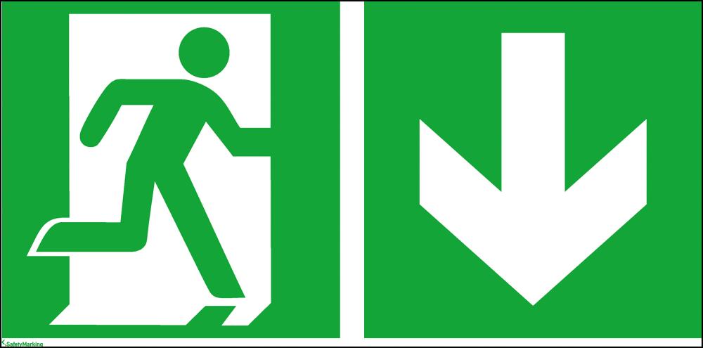 Notausgang rechts mit Zusatzzeichen abwärts Produktbild img1 L
