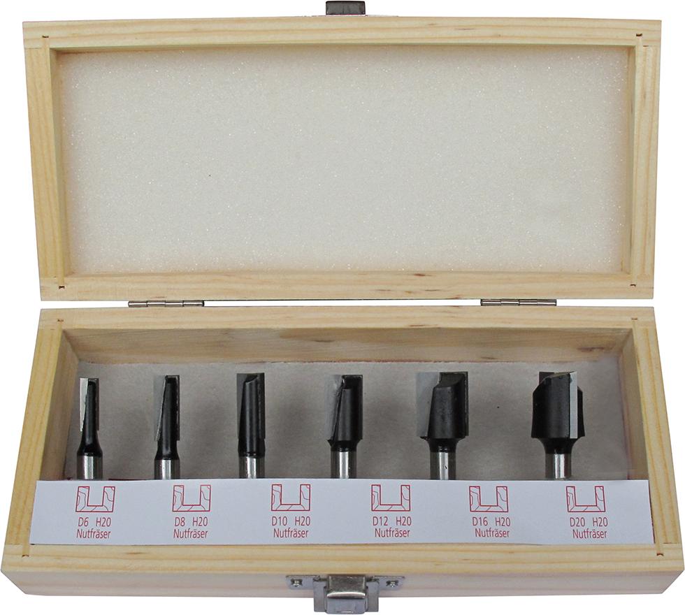 Nutfräser-Satz HW S8 6-tlg. im Holzk. FORTIS Produktbild img1 L