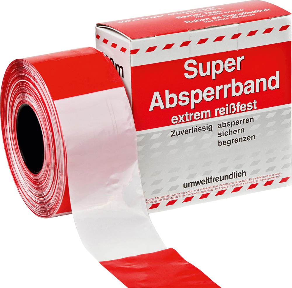 Absperrband 100 m-Rolle rot/weiß geblockt Produktbild img1 L
