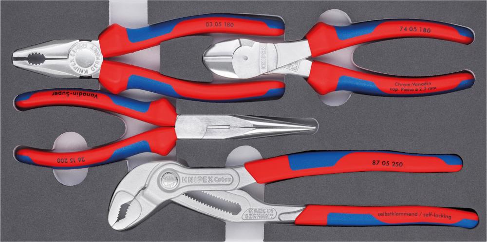 Zangen-Satz Basic verchromt mit Schaumeinlage 4-teilig KNIPEX Produktbild img1 L