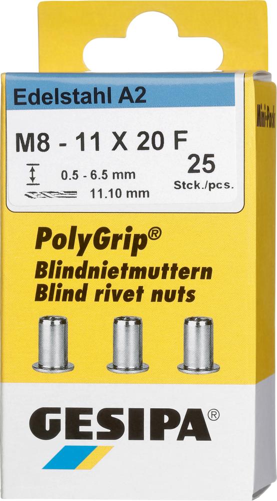PolyGrip® Mehrbereichs-Blindnietmutter Mini Pack Edelstahl, Standard, Flachrundkopf Produktbild img3 L