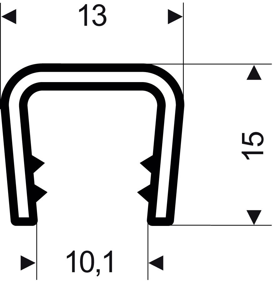 Kantenschutz flexibel konisch, schwarz, 13x15 mm, Klemmbereich 6,0-8,0mm, 50m FORTIS Produktbild img1 L