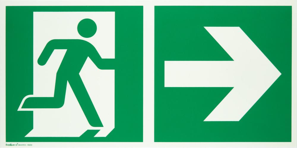 Rettungsschild 300x150mm-Rettungsweg rechts, Alu Produktbild img1 L