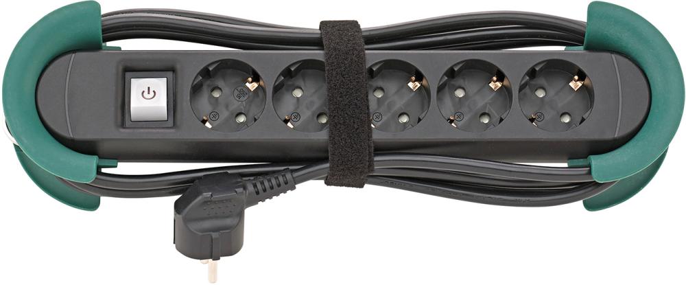 Steckdosenleiste 5-fach H05VV-F3G1,5 3m Aufrollhilfe und Haken FORTIS Produktbild img1 L