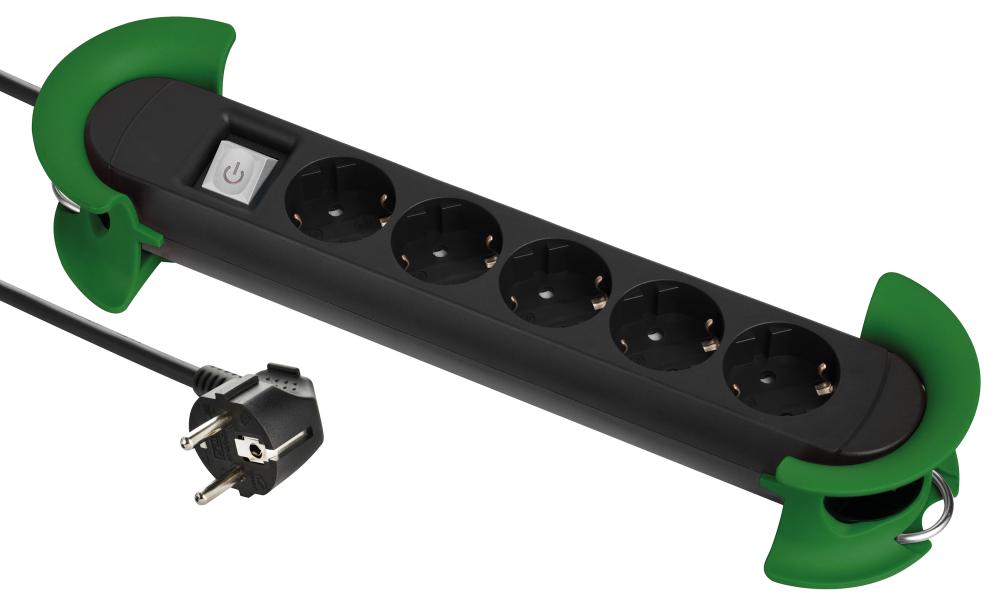 Steckdosenleiste 5-fach H05VV-F3G1,5 3m Aufrollhilfe und Haken FORTIS Produktbild img2 L