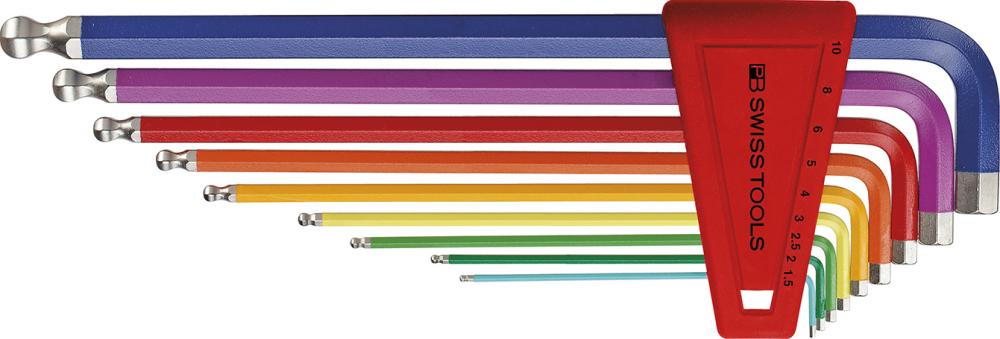 Kugelkopf-Winkelschraubendreher-Satz für 6-kant-Schrauben, mit Farbcodierung, lang, 9-teilig Produktbild img2 L