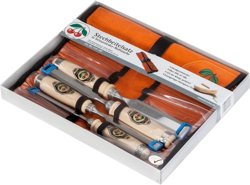 Stechbeitelsatz 4-tlg. 1151 Kirsche in Velours-Lederrolltasch Produktbild img1 L