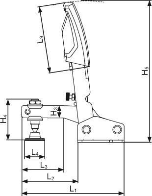 Senkrechtspanner mit offenem Arm und waagerechter Grundplatte Produktbild img2 L
