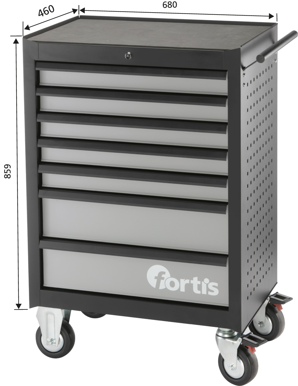 Werkstattwagen 7 Schubladen, 680x460x1020mm, schwarz/grau Produktbild img4 L