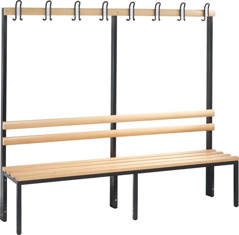 Garderobenbank einseitig B1960xT403xH1710 mm RAL 7021/Hartholz ohne Schurost, 6 Füße CP Produktbild img1 L