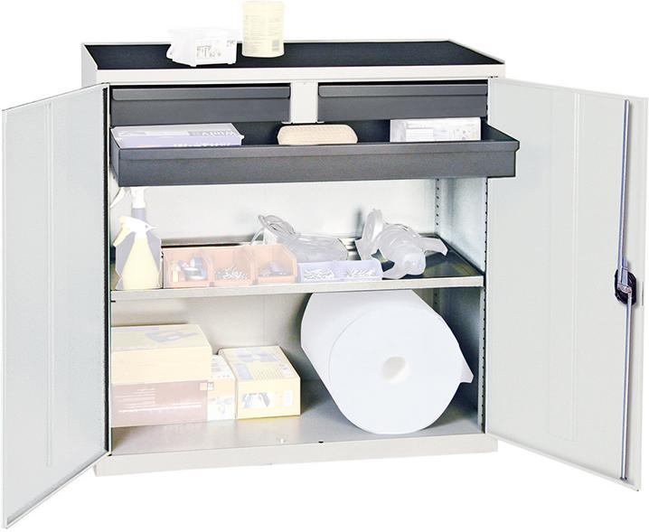 Werkzeug- und Materialschrank Serie 3000, 2 Schubladen, 1 Großraumschublade, 1 Wannenboden Produktbild img1 L
