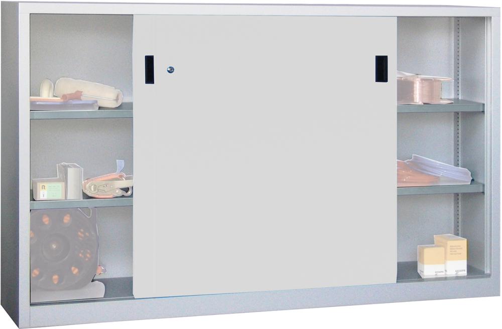 Schiebetürenschrank mit Vollblechtüren und Mitteltrennwand, Böden verzinkt, Breite 2000 mm Produktbild img1 L